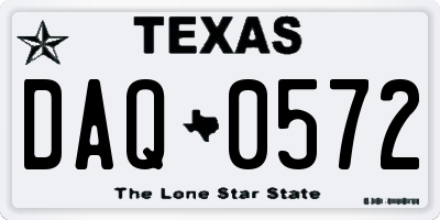 TX license plate DAQ0572