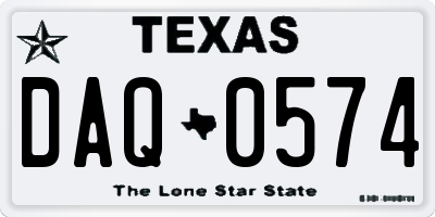 TX license plate DAQ0574