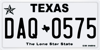 TX license plate DAQ0575