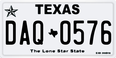 TX license plate DAQ0576