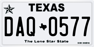 TX license plate DAQ0577