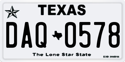 TX license plate DAQ0578