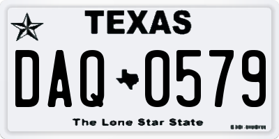 TX license plate DAQ0579