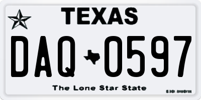 TX license plate DAQ0597