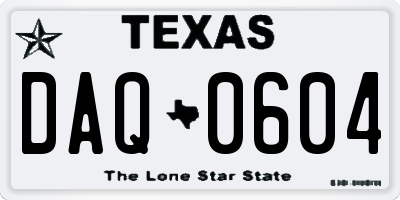 TX license plate DAQ0604