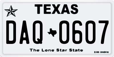 TX license plate DAQ0607