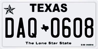 TX license plate DAQ0608