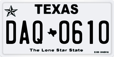 TX license plate DAQ0610