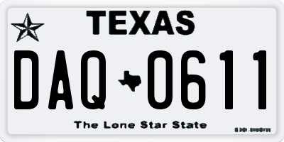 TX license plate DAQ0611