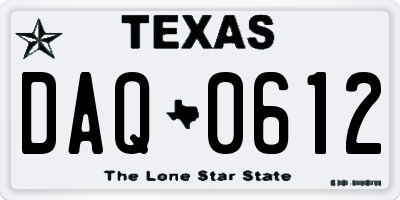 TX license plate DAQ0612