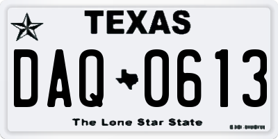 TX license plate DAQ0613