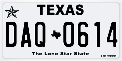 TX license plate DAQ0614