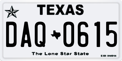 TX license plate DAQ0615
