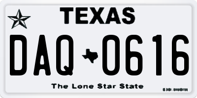 TX license plate DAQ0616