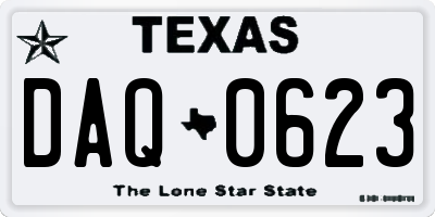 TX license plate DAQ0623