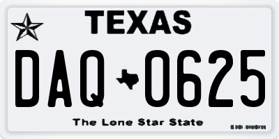 TX license plate DAQ0625