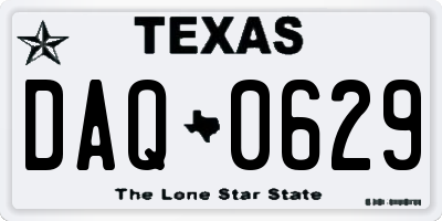 TX license plate DAQ0629