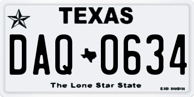 TX license plate DAQ0634