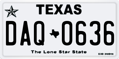 TX license plate DAQ0636