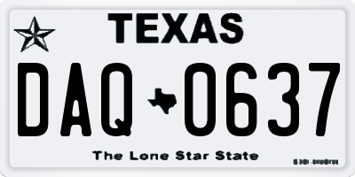 TX license plate DAQ0637