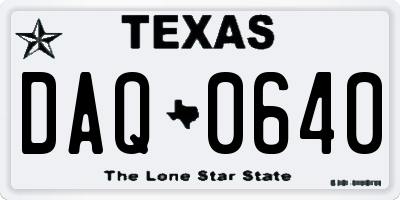 TX license plate DAQ0640
