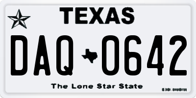 TX license plate DAQ0642