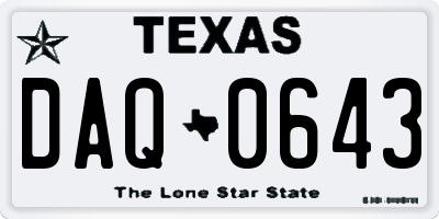 TX license plate DAQ0643