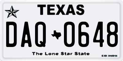 TX license plate DAQ0648
