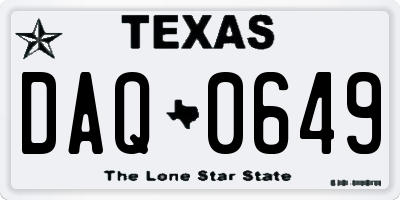 TX license plate DAQ0649