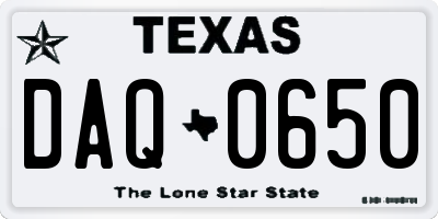 TX license plate DAQ0650