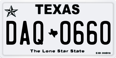 TX license plate DAQ0660