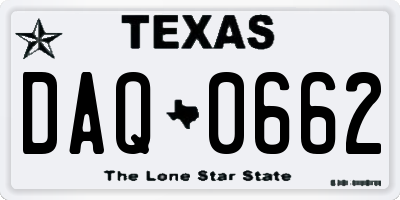 TX license plate DAQ0662
