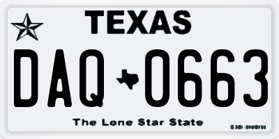 TX license plate DAQ0663