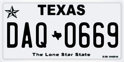 TX license plate DAQ0669