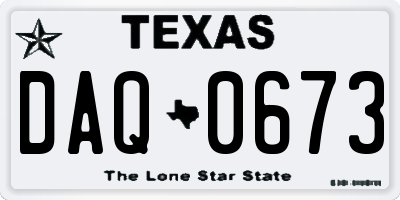 TX license plate DAQ0673