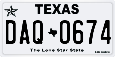 TX license plate DAQ0674