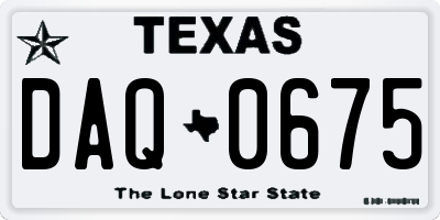 TX license plate DAQ0675