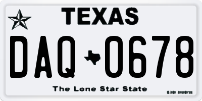 TX license plate DAQ0678