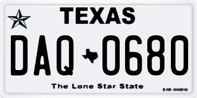 TX license plate DAQ0680