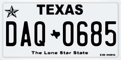 TX license plate DAQ0685