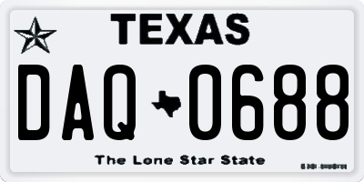 TX license plate DAQ0688