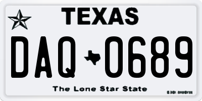 TX license plate DAQ0689