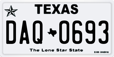 TX license plate DAQ0693