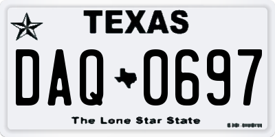 TX license plate DAQ0697