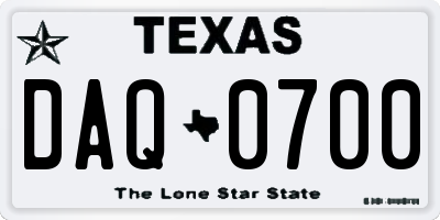 TX license plate DAQ0700