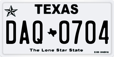 TX license plate DAQ0704
