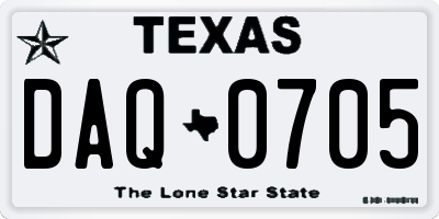 TX license plate DAQ0705