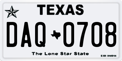 TX license plate DAQ0708