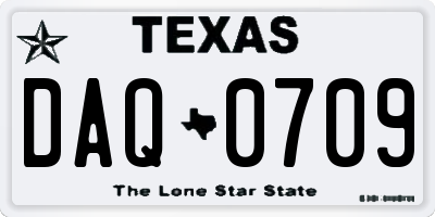 TX license plate DAQ0709