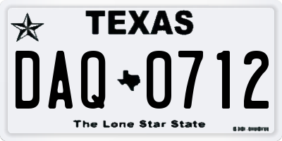 TX license plate DAQ0712